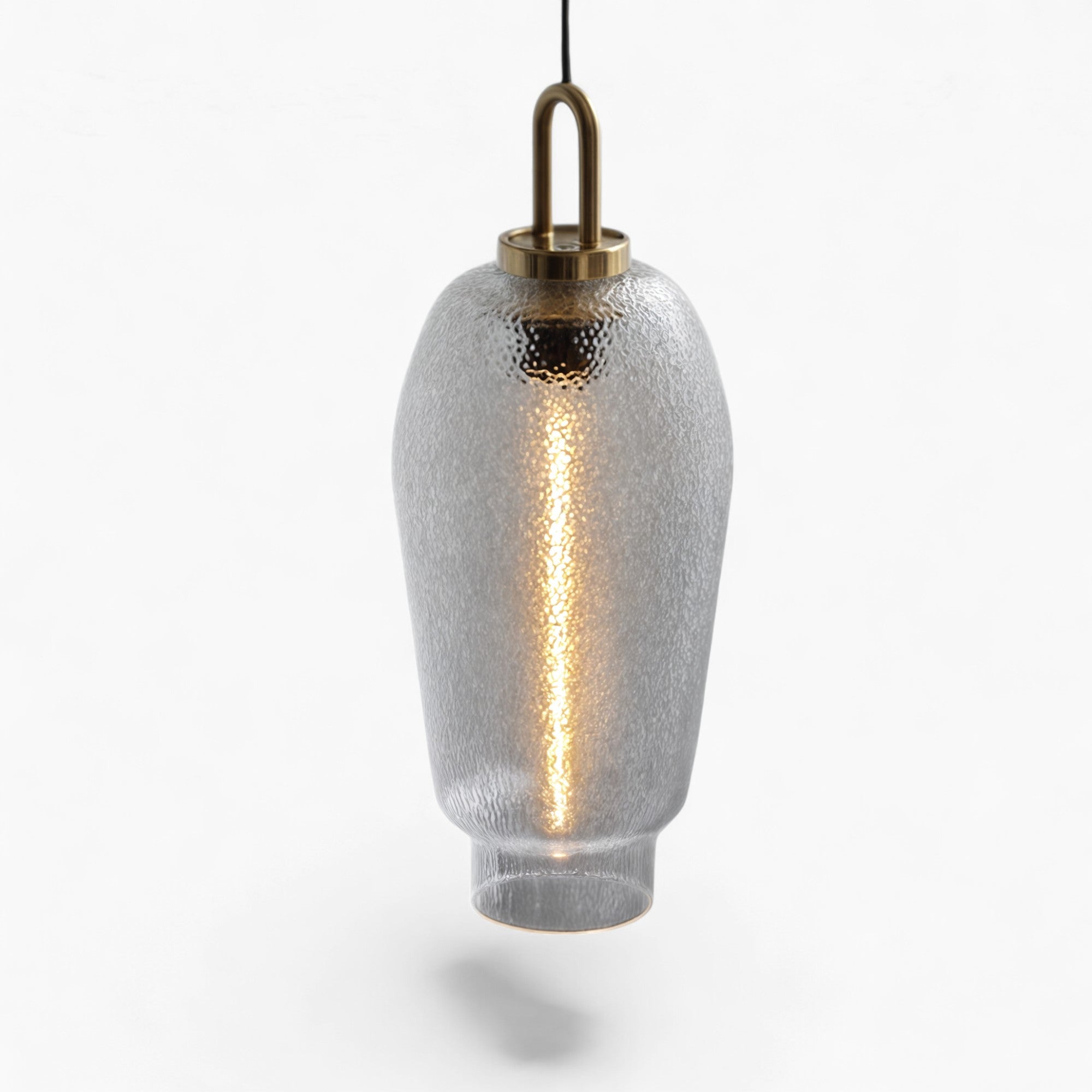 Moderne pendel i messing og glas med E27-sokkel - jernfinish, LED-kompatibel, maks. 60W, rustik stil