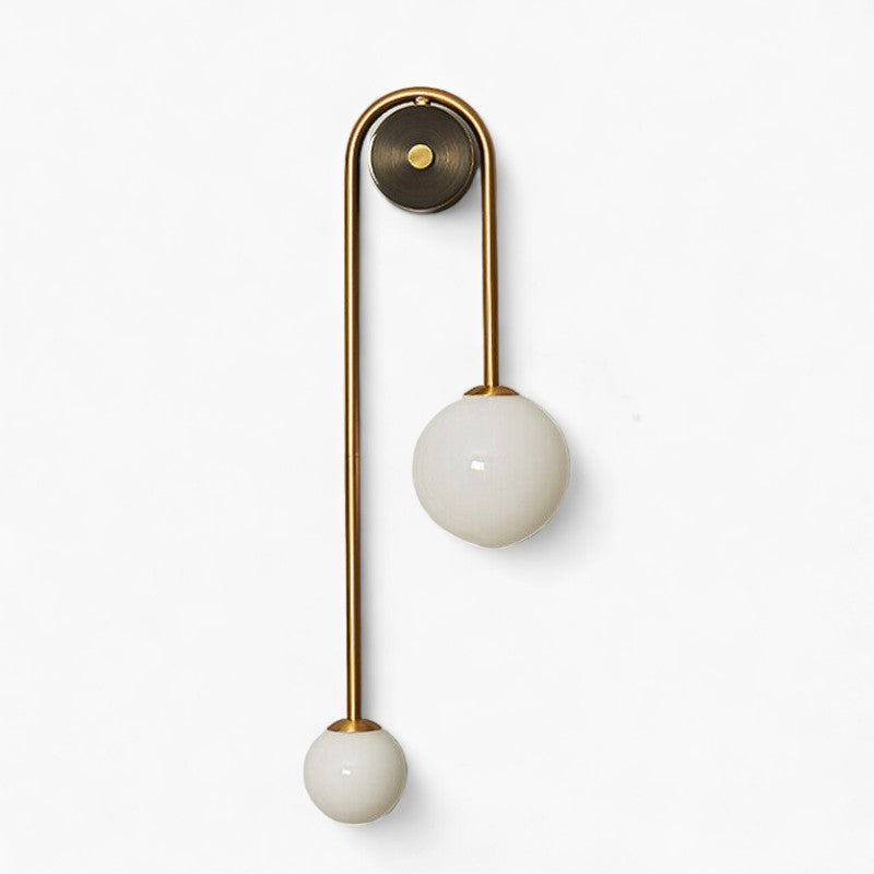 Nordic Gold Wall Sconces - Elegant guld og hvidt glas, G9 LED-lamper, børstet messing, vægmontering