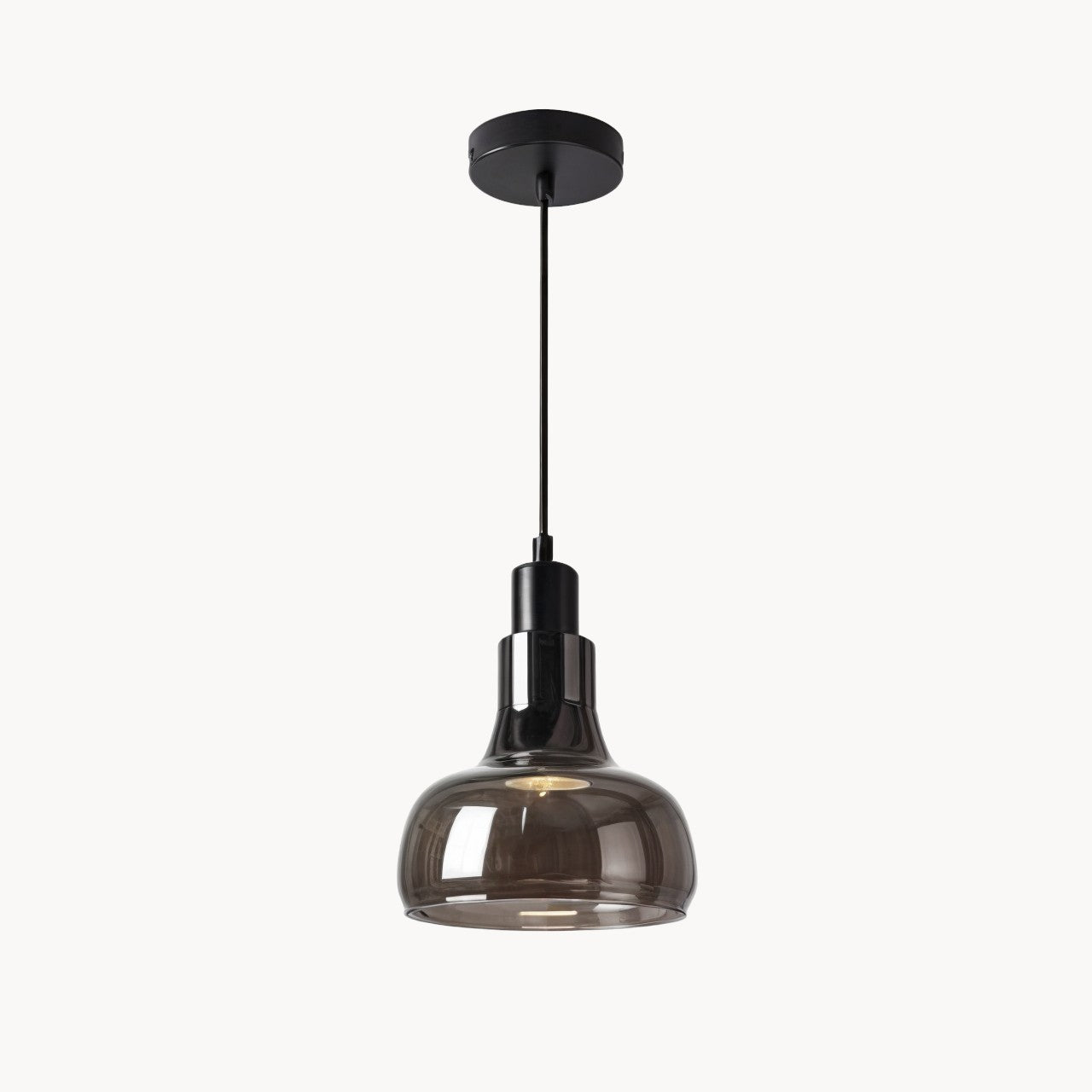 Moderne Røgfarvet Pendel - Glas og Metal, Energibesparende, Nem at Installere