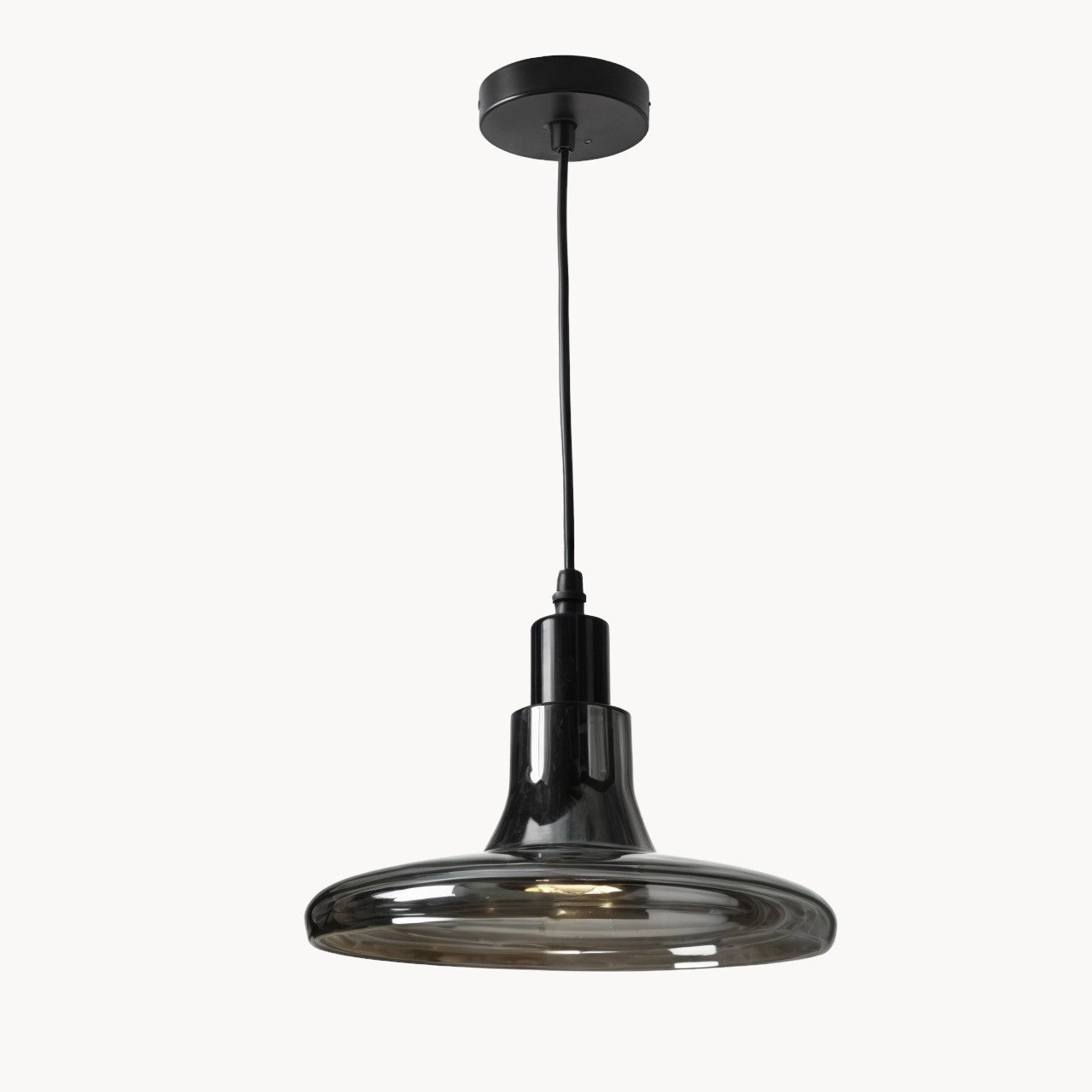 Moderne Røgfarvet Pendel - Glas og Metal, Energibesparende, Nem at Installere