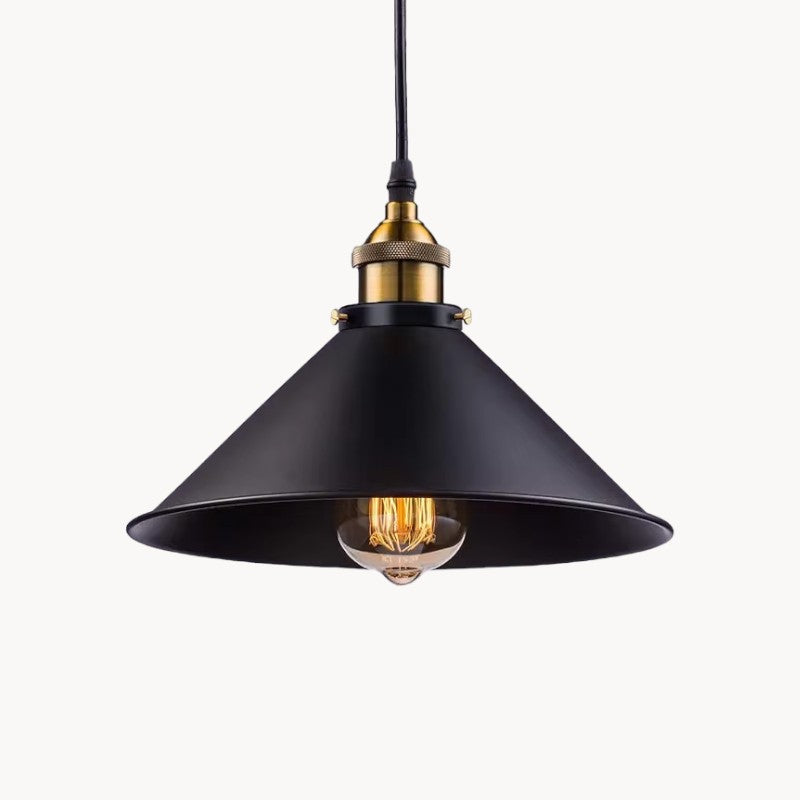 Industriel pendellampe - Moderne nordisk design, sort og guld finish, E27, LED-kompatibel, metal, vintage hængelampe