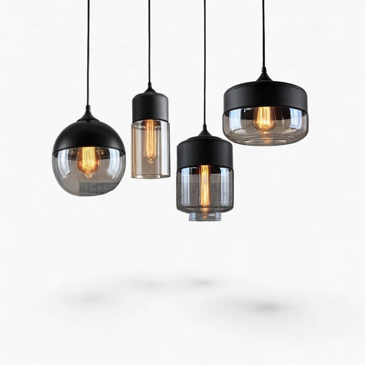 Moderne nordisk køkkenpendel - 4 former, klar glasskærm, LED, E27, 220V, metal- og trædetaljer, CCC/CE/ROHS-certificeret