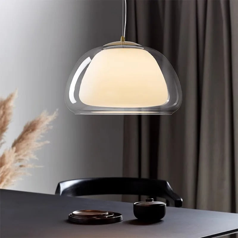 Gelé-Kugle Pendel - Glaskuppel, E27 Sokkel, Justerbar 120cm, Uden Pærer