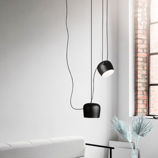 Moderne jerndesign, E27-sokkel, LED-kompatibel, semi-indbygget, metalskærm øverst/underst, 220-240V, 40W, CCC/CE-certificeret, sort/hvid