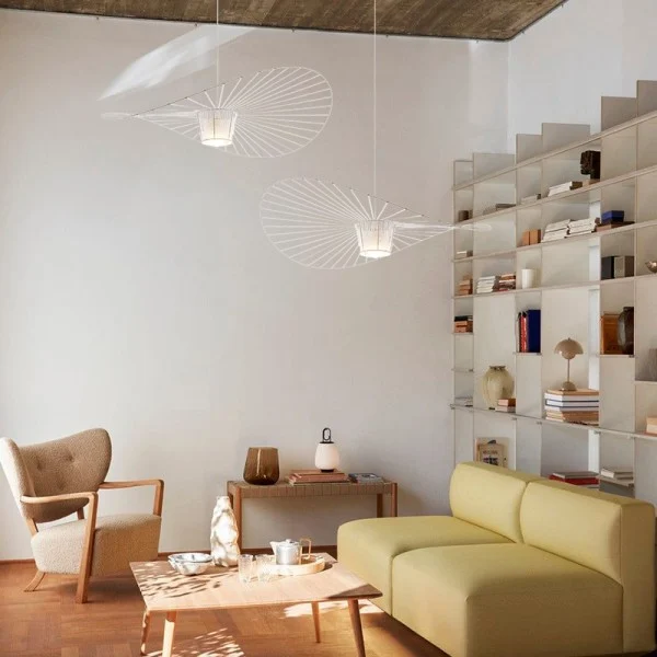 Moderne LED-pendel, dynamisk design, stofskærm, indbygget, ikke-dæmpbar, kreativ LED-loftslampe til stue/spisestue/soveværelse