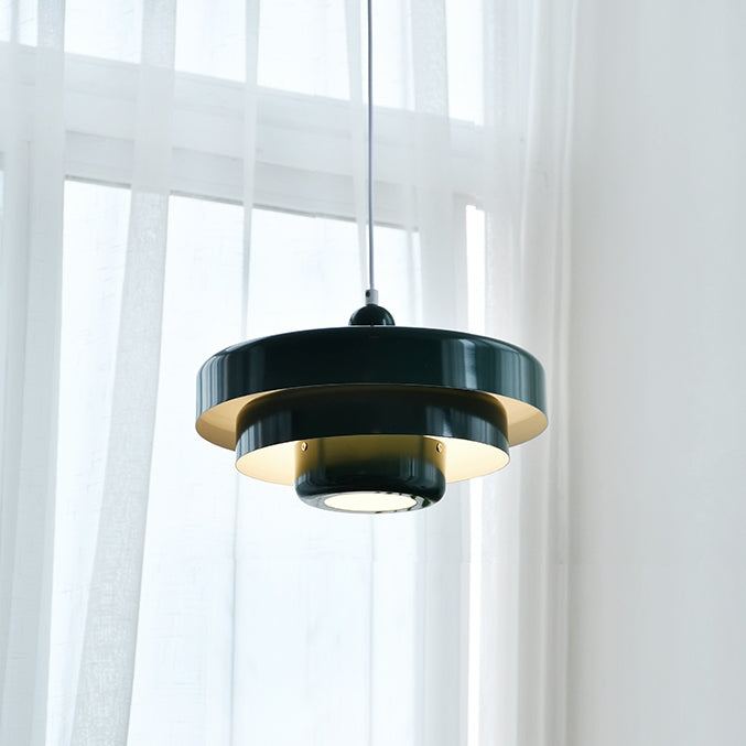 Pendellampe - Mid-Century Modern Jernskærm, Sort & Guld Finish, E27