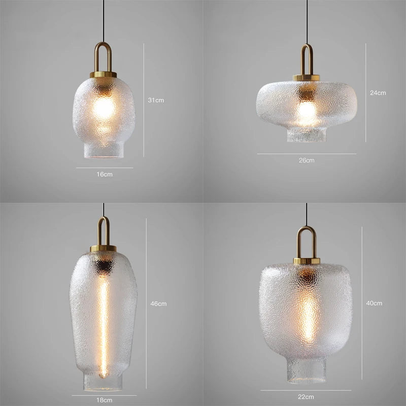 Moderne pendel i messing og glas med E27-sokkel - jernfinish, LED-kompatibel, maks. 60W, rustik stil
