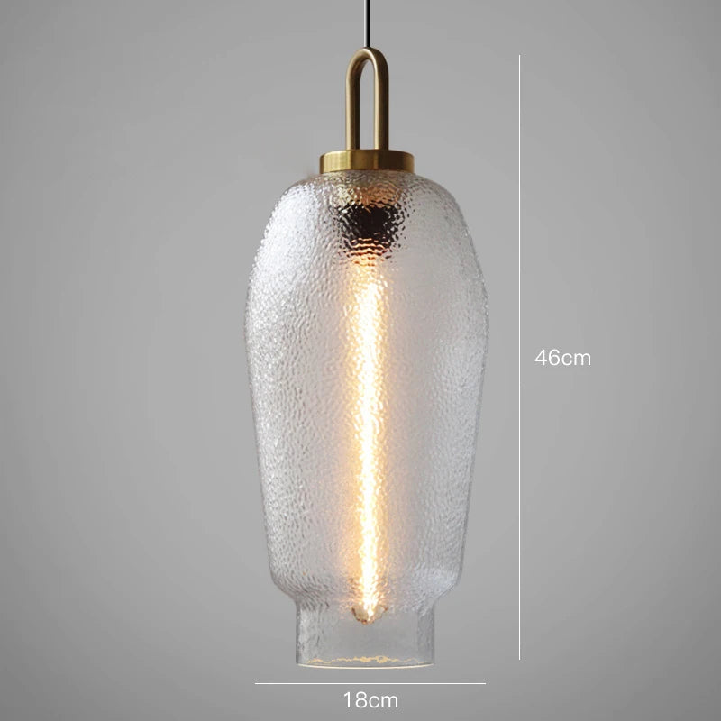 Moderne pendel i messing og glas med E27-sokkel - jernfinish, LED-kompatibel, maks. 60W, rustik stil