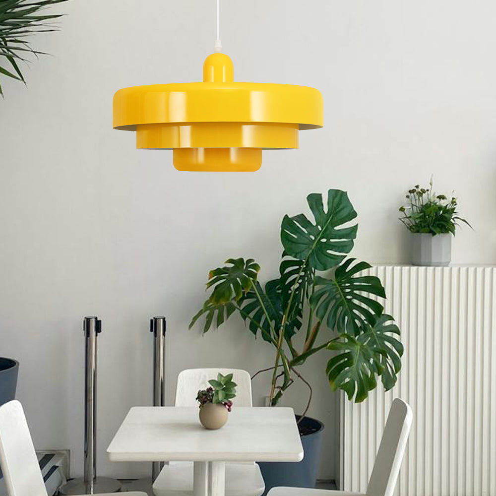 Pendellampe - Mid-Century Modern Jernskærm, Sort & Guld Finish, E27