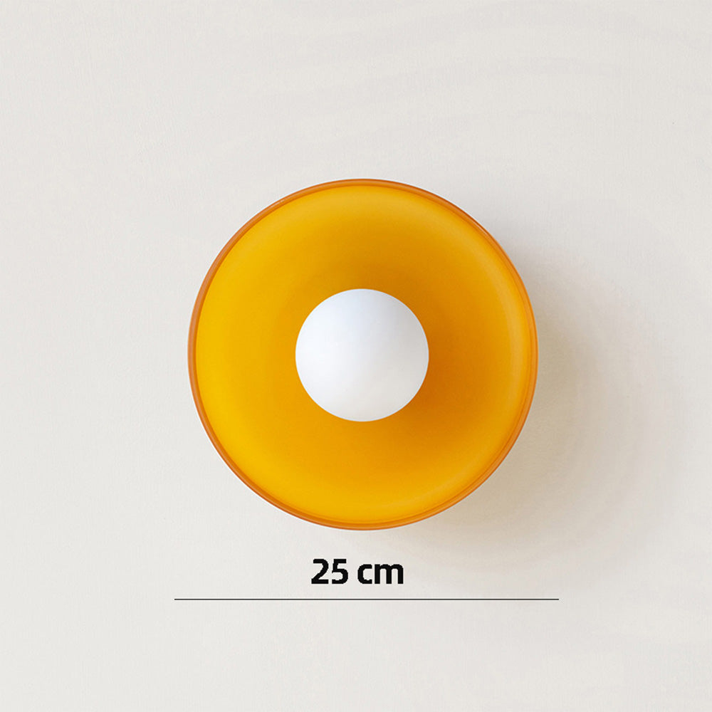 Moderne loftslampe D25/35cm med mundblæst, sandblæst, ravfarvet glasskærm og hvid, matteret diffusor | G9 LED | AC 220V-240V