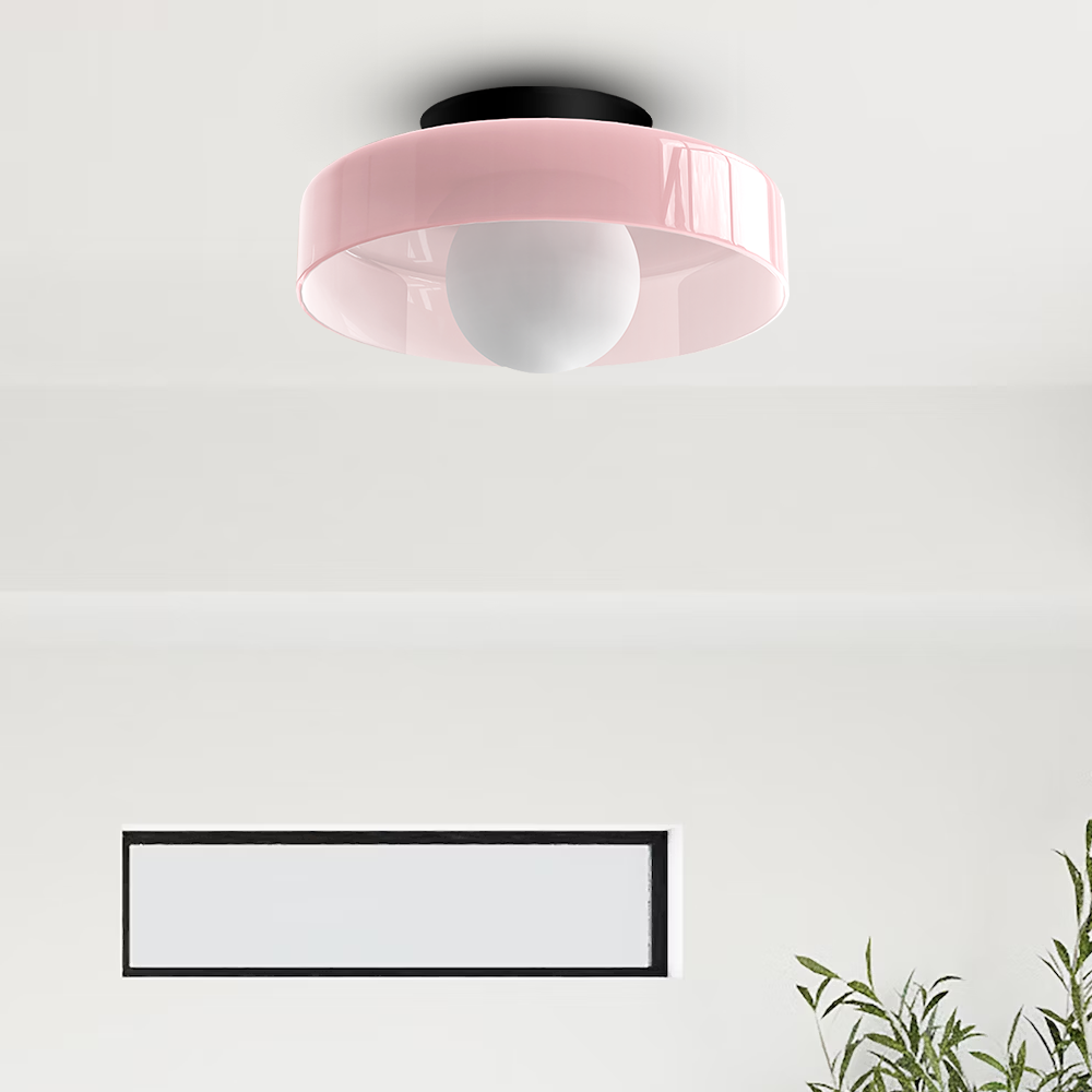 Moderne loftslampe D25/35cm med mundblæst, sandblæst, ravfarvet glasskærm og hvid, matteret diffusor | G9 LED | AC 220V-240V