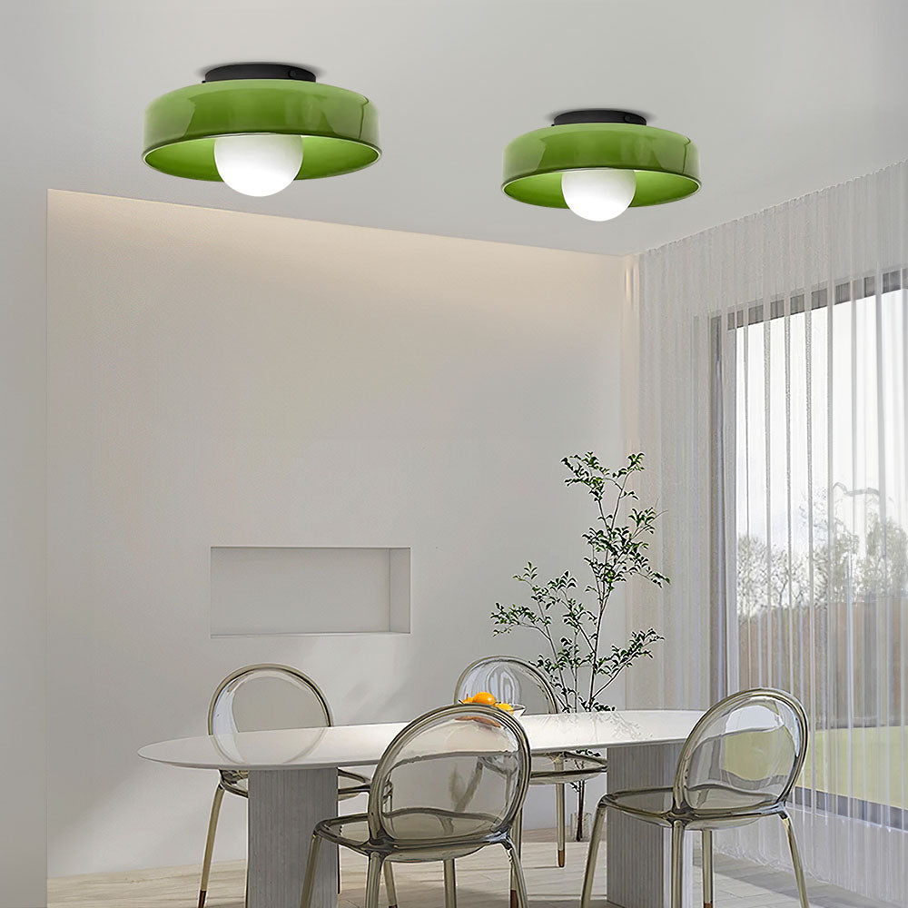 Moderne loftslampe D25/35cm med mundblæst, sandblæst, ravfarvet glasskærm og hvid, matteret diffusor | G9 LED | AC 220V-240V