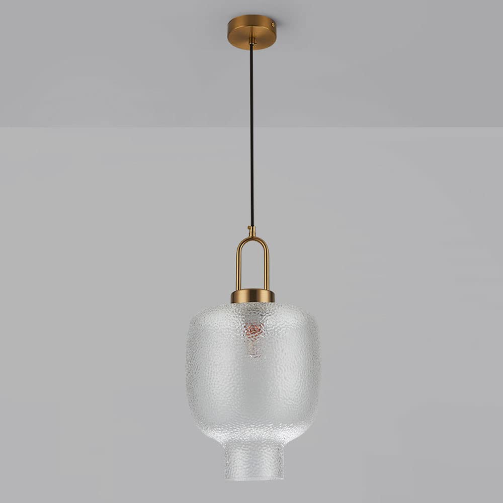 Moderne pendel i messing og glas med E27-sokkel - jernfinish, LED-kompatibel, maks. 60W, rustik stil