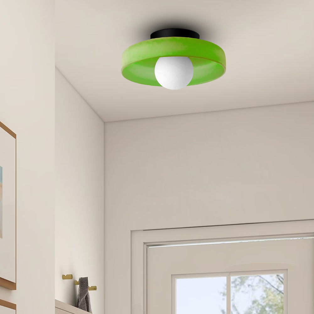Moderne loftslampe D25/35cm med mundblæst, sandblæst, ravfarvet glasskærm og hvid, matteret diffusor | G9 LED | AC 220V-240V