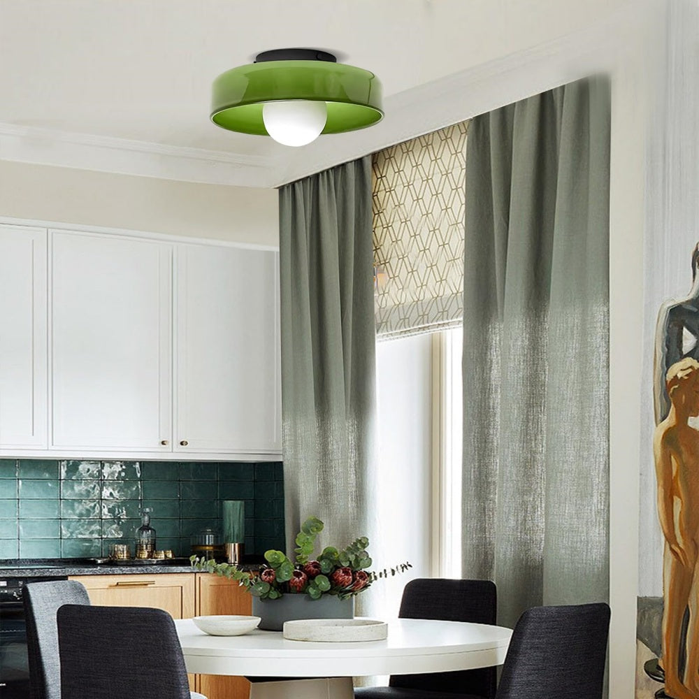 Moderne loftslampe D25/35cm med mundblæst, sandblæst, ravfarvet glasskærm og hvid, matteret diffusor | G9 LED | AC 220V-240V
