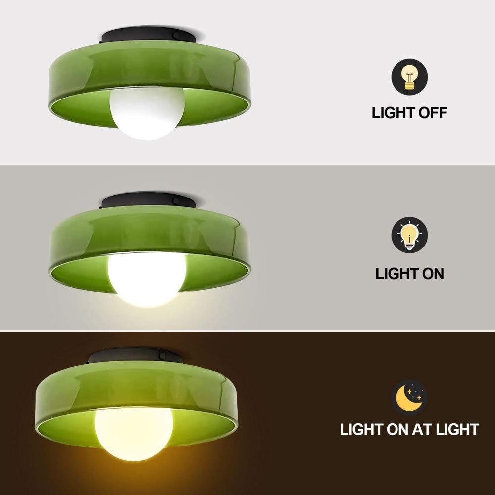 Moderne loftslampe D25/35cm med mundblæst, sandblæst, ravfarvet glasskærm og hvid, matteret diffusor | G9 LED | AC 220V-240V