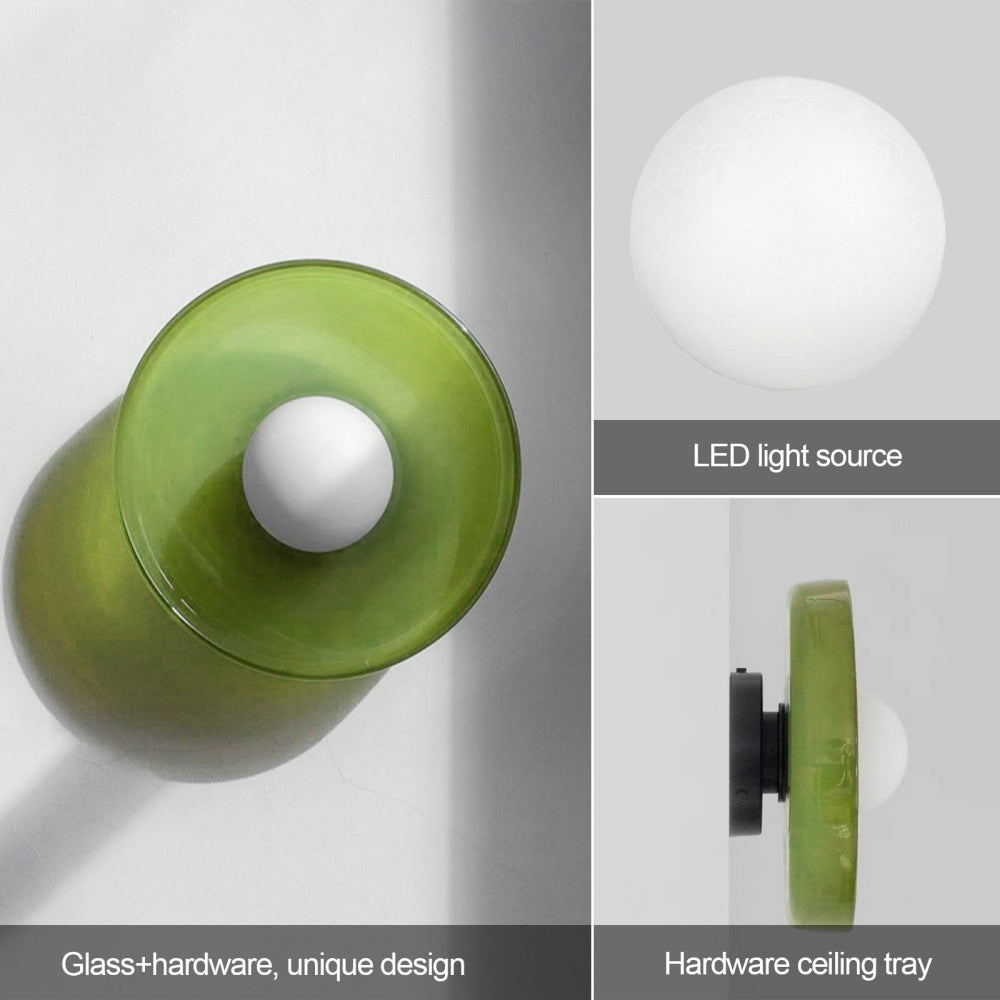 Moderne loftslampe D25/35cm med mundblæst, sandblæst, ravfarvet glasskærm og hvid, matteret diffusor | G9 LED | AC 220V-240V