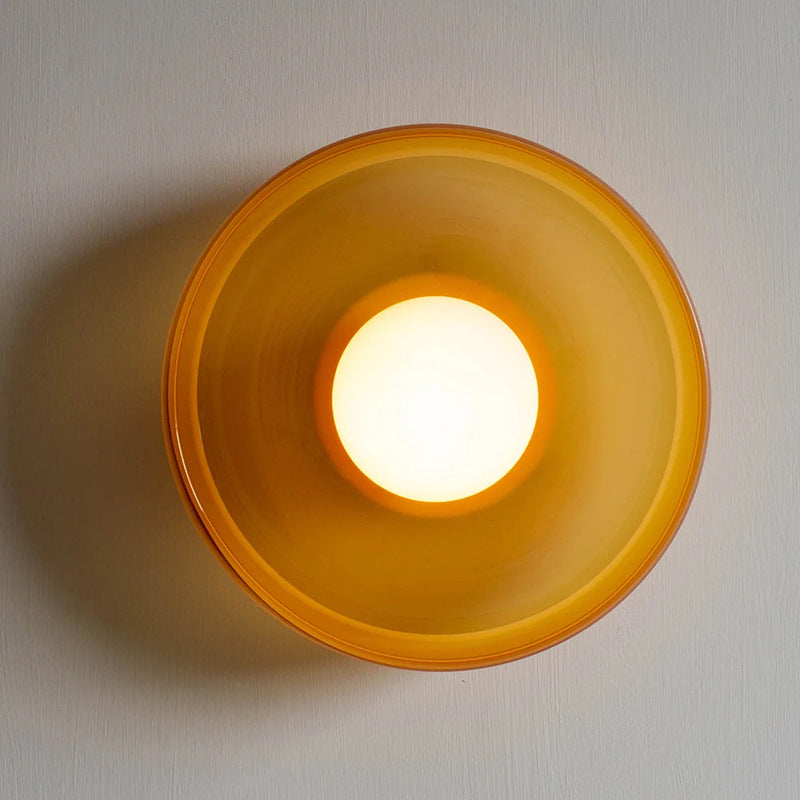 Moderne loftslampe D25/35cm med mundblæst, sandblæst, ravfarvet glasskærm og hvid, matteret diffusor | G9 LED | AC 220V-240V