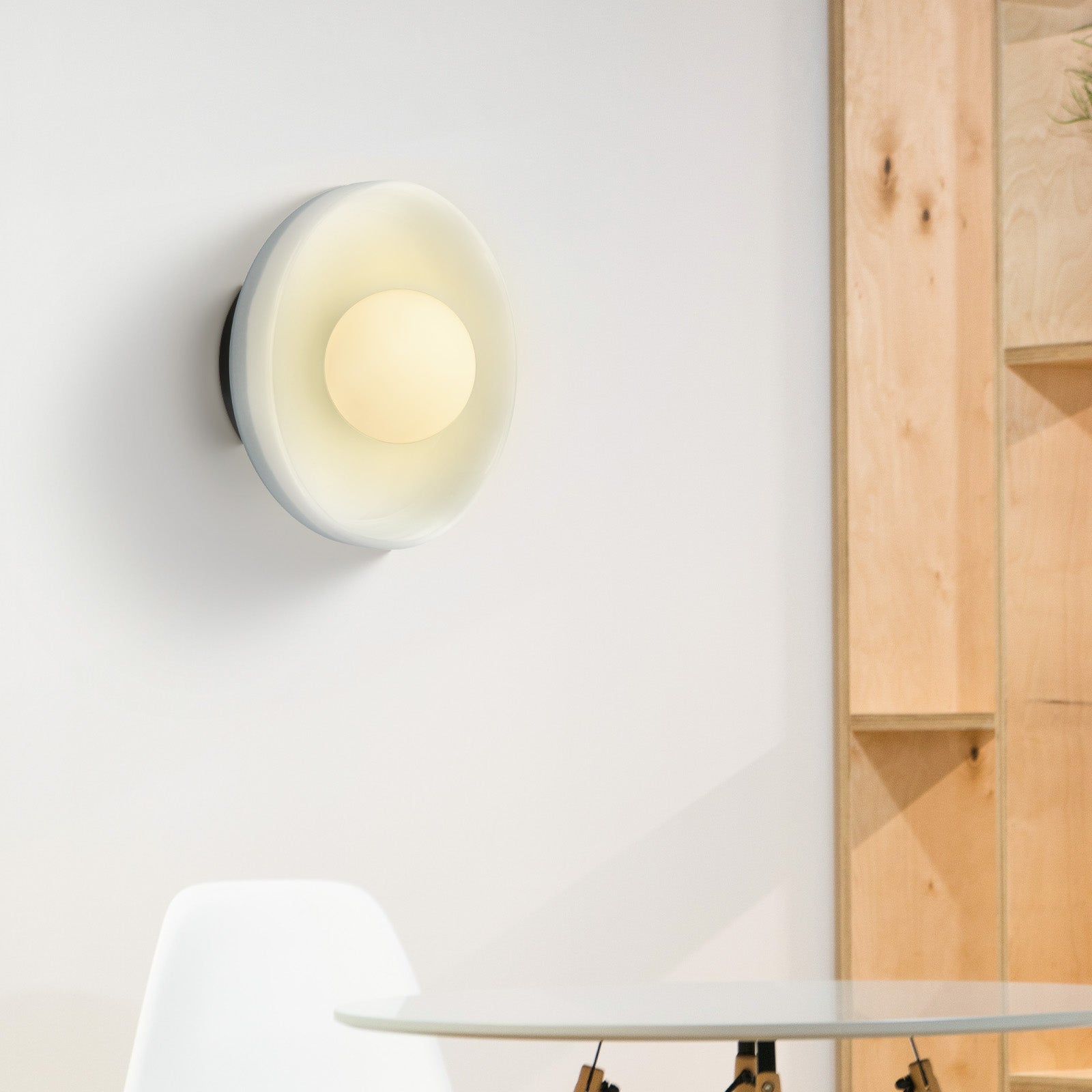 Minimalistisk blå rund keramisk væglampe D20cm H20cm | Hardwired G9-pærefod