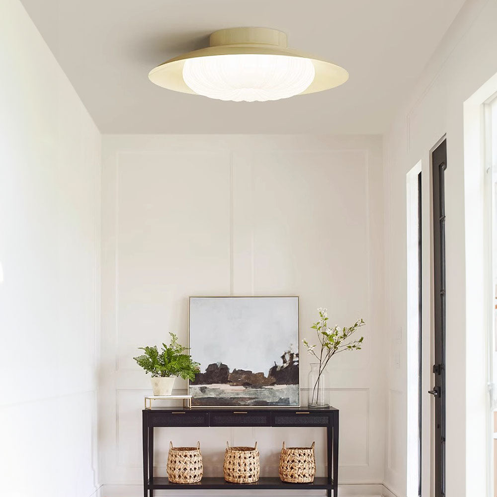 Moderne cremefarvet semi-flush loftslampe til korridoren, LED-pærefod