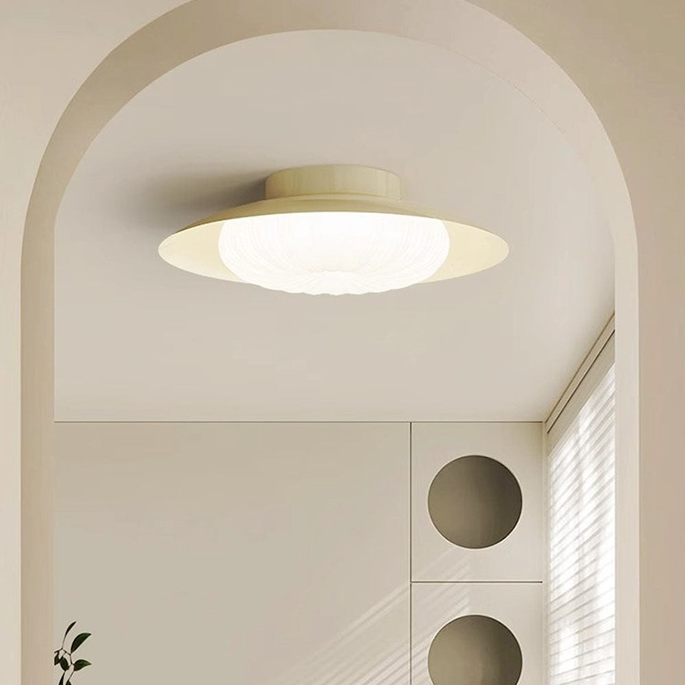 Moderne cremefarvet semi-flush loftslampe til korridoren, LED-pærefod