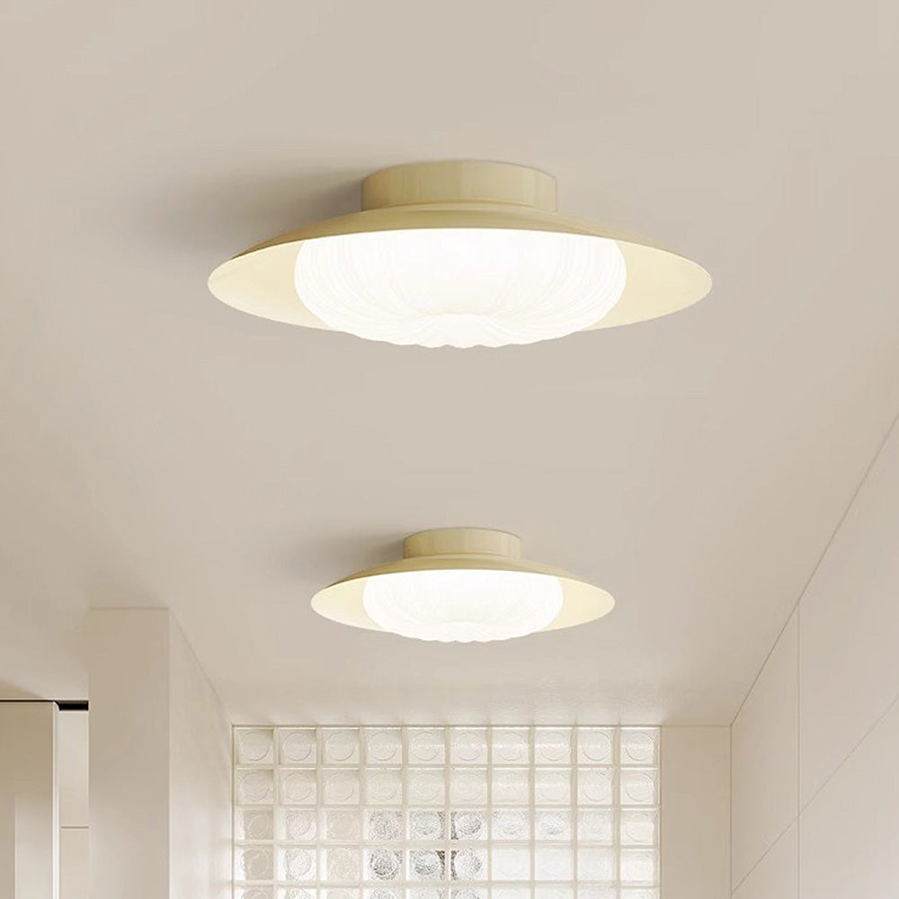 Moderne cremefarvet semi-flush loftslampe til korridoren, LED-pærefod