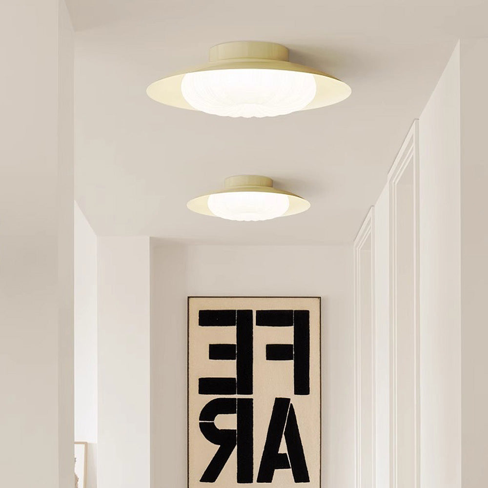 Moderne cremefarvet semi-flush loftslampe til korridoren, LED-pærefod