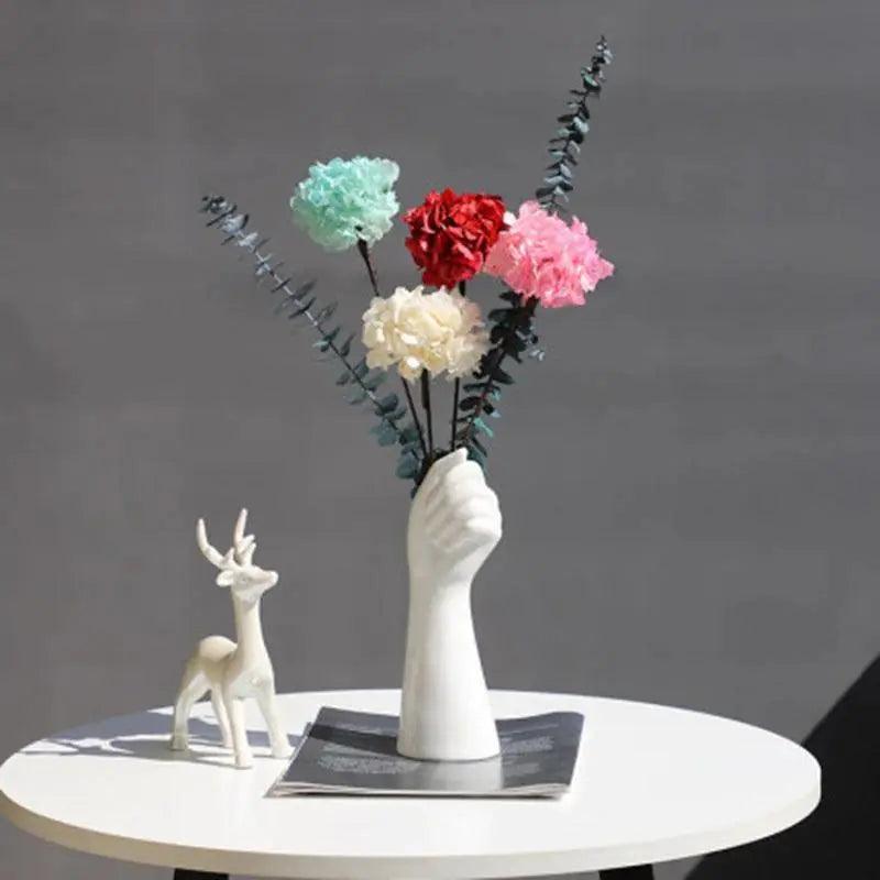 Moderne keramisk hvid håndvase - porcelænsbordvase til hjemmekontorindretning og blomsterkomposition