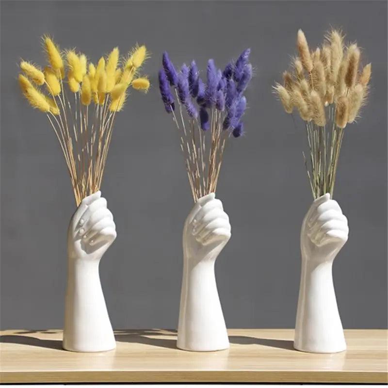 Moderne keramisk hvid håndvase - porcelænsbordvase til hjemmekontorindretning og blomsterkomposition