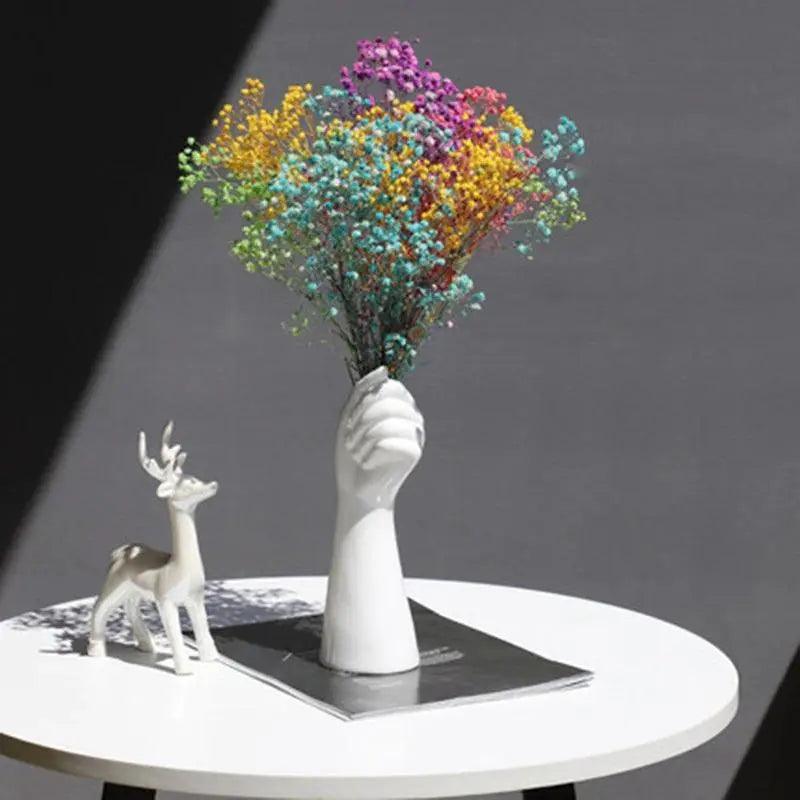 Moderne keramisk hvid håndvase - porcelænsbordvase til hjemmekontorindretning og blomsterkomposition