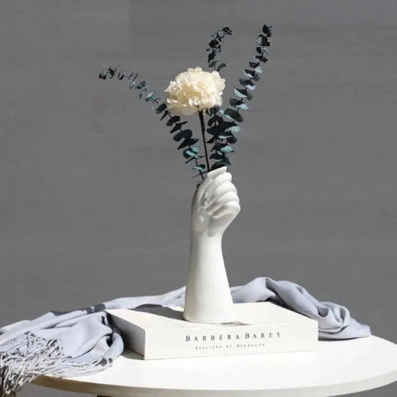 Moderne keramisk hvid håndvase - porcelænsbordvase til hjemmekontorindretning og blomsterkomposition