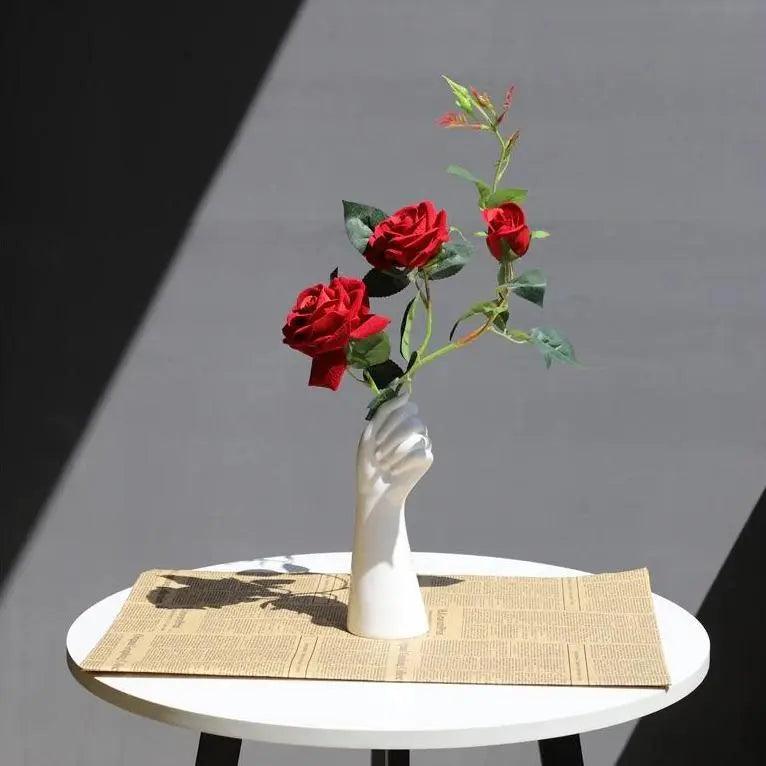Moderne keramisk hvid håndvase - porcelænsbordvase til hjemmekontorindretning og blomsterkomposition