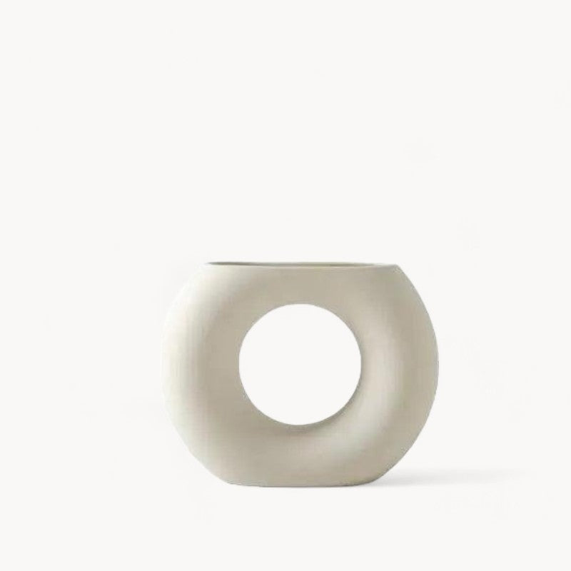 Håndlavet Hvid Keramikvase - Uglaseret, Moderne Design til Planter og Blomster
