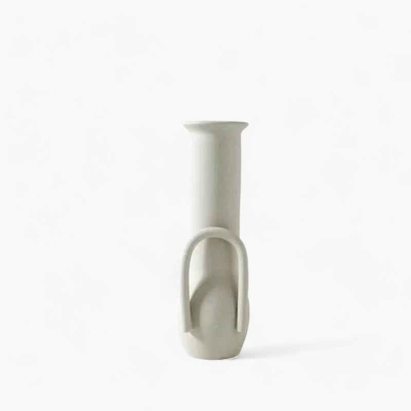Håndlavet Hvid Keramikvase - Uglaseret, Moderne Design til Planter og Blomster