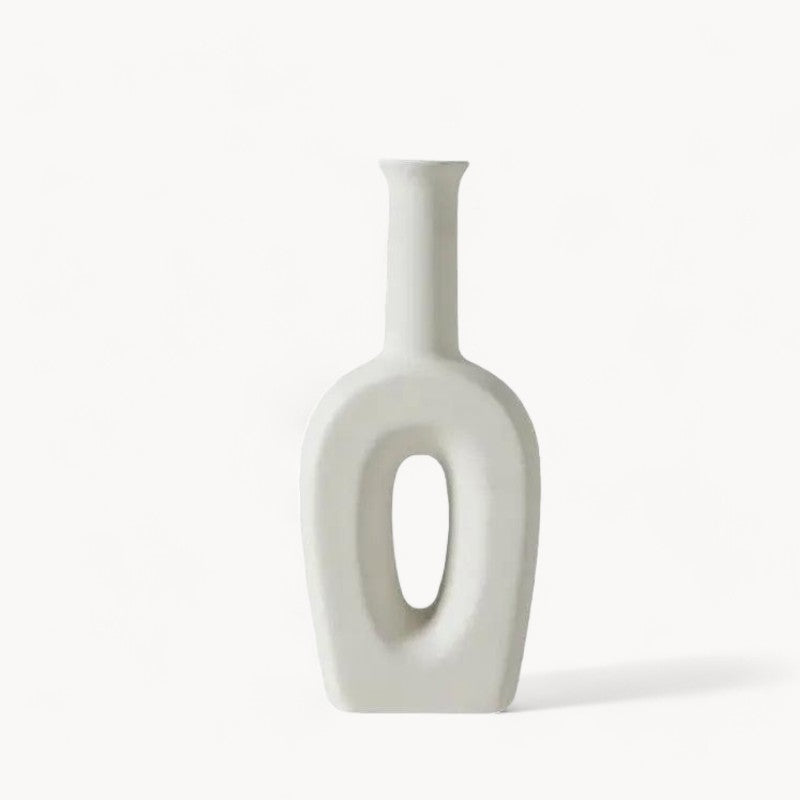 Håndlavet Hvid Keramikvase - Uglaseret, Moderne Design til Planter og Blomster
