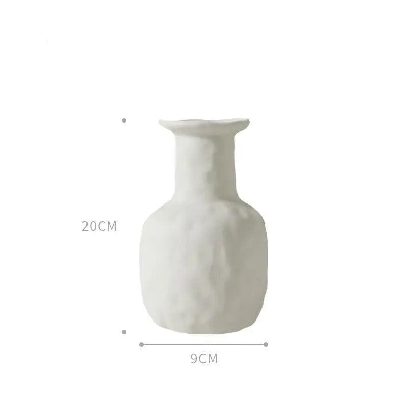 Håndlavet Hvid Keramikvase - Uglaseret, Moderne Design til Planter og Blomster
