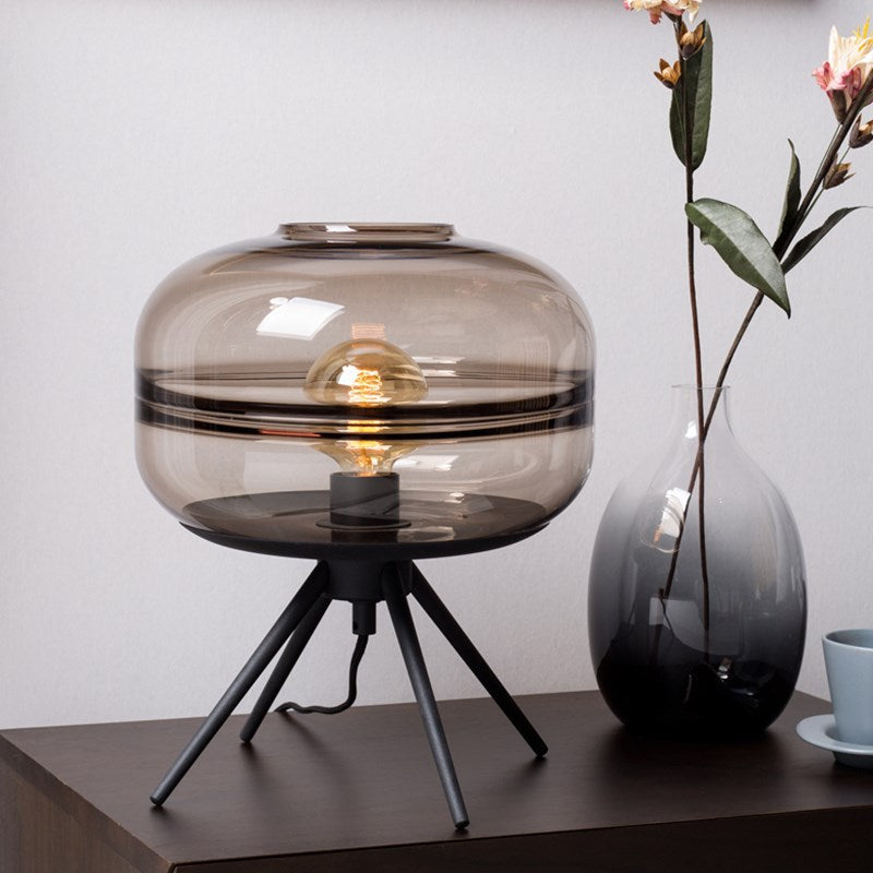 Postmoderne kuppelglasbordlampe - Lysebrun/røggrå/blå, E27, 110V-120V, CE/UL-certificeret, Plug-in, Moderne design