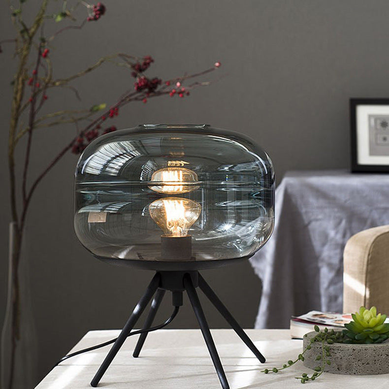 Postmoderne kuppelglasbordlampe - Lysebrun/røggrå/blå, E27, 110V-120V, CE/UL-certificeret, Plug-in, Moderne design