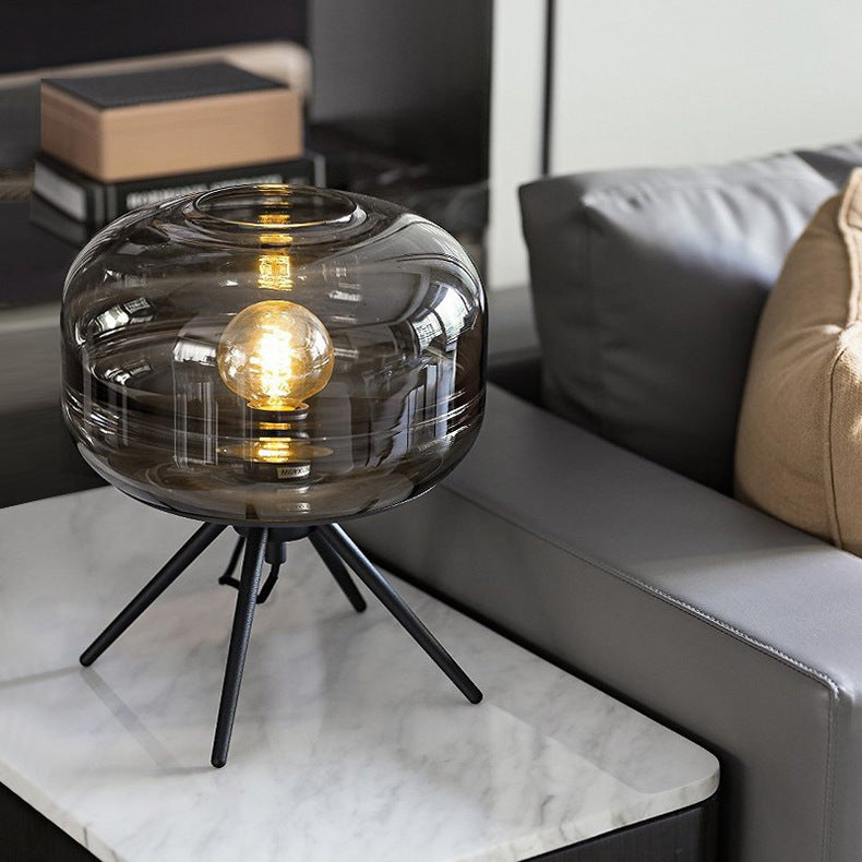 Postmoderne kuppelglasbordlampe - Lysebrun/røggrå/blå, E27, 110V-120V, CE/UL-certificeret, Plug-in, Moderne design