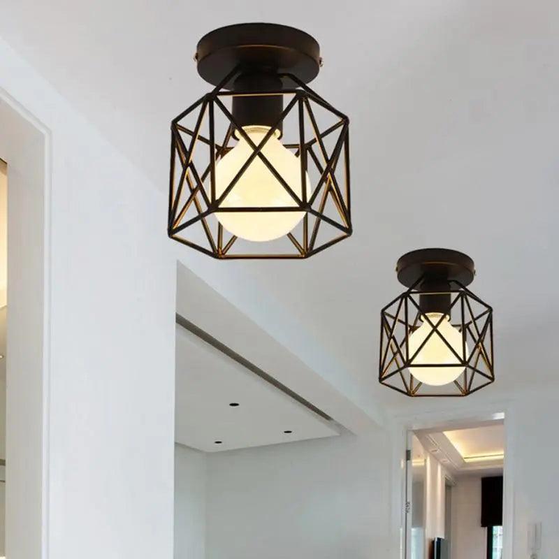 Semi Flush Mount Light - Sort burdesign, metalmateriale, E27-sokkel, LED-kompatibel, 90-260V, nem installation