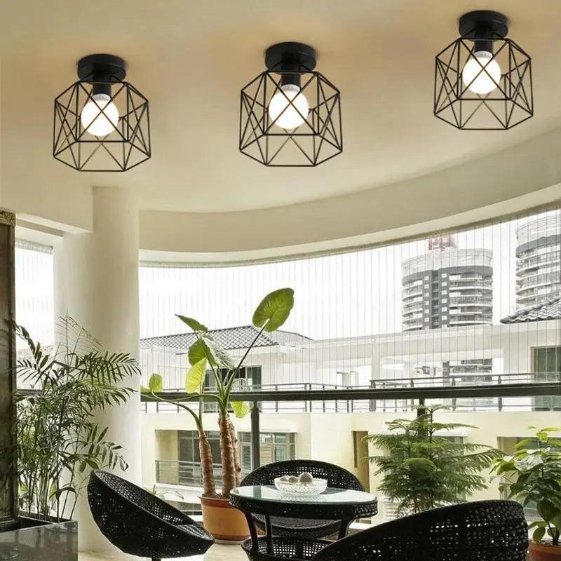 Semi Flush Mount Light - Sort burdesign, metalmateriale, E27-sokkel, LED-kompatibel, 90-260V, nem installation