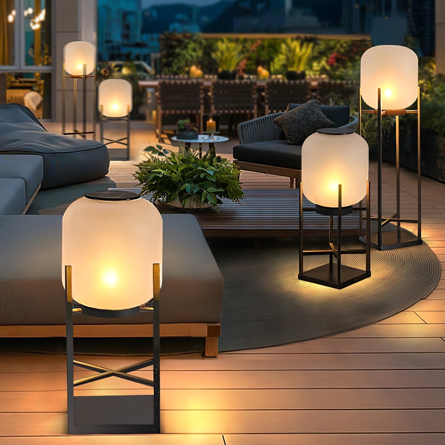 Moderne solcelle-gulvlampe med hus i rustfrit stål og PVC-skærm - 11-15W LED-lys, 36V Max, 3C certificeret - Klassisk lanterne til udendørs brug