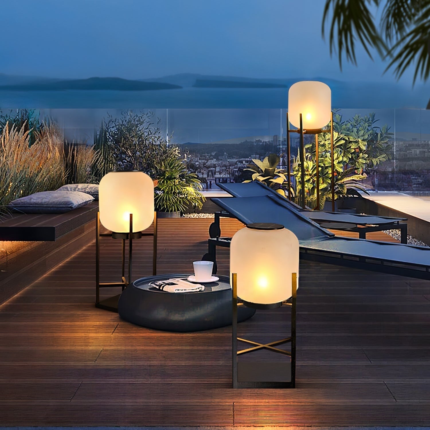 Moderne solcelle-gulvlampe med hus i rustfrit stål og PVC-skærm - 11-15W LED-lys, 36V Max, 3C certificeret - Klassisk lanterne til udendørs brug