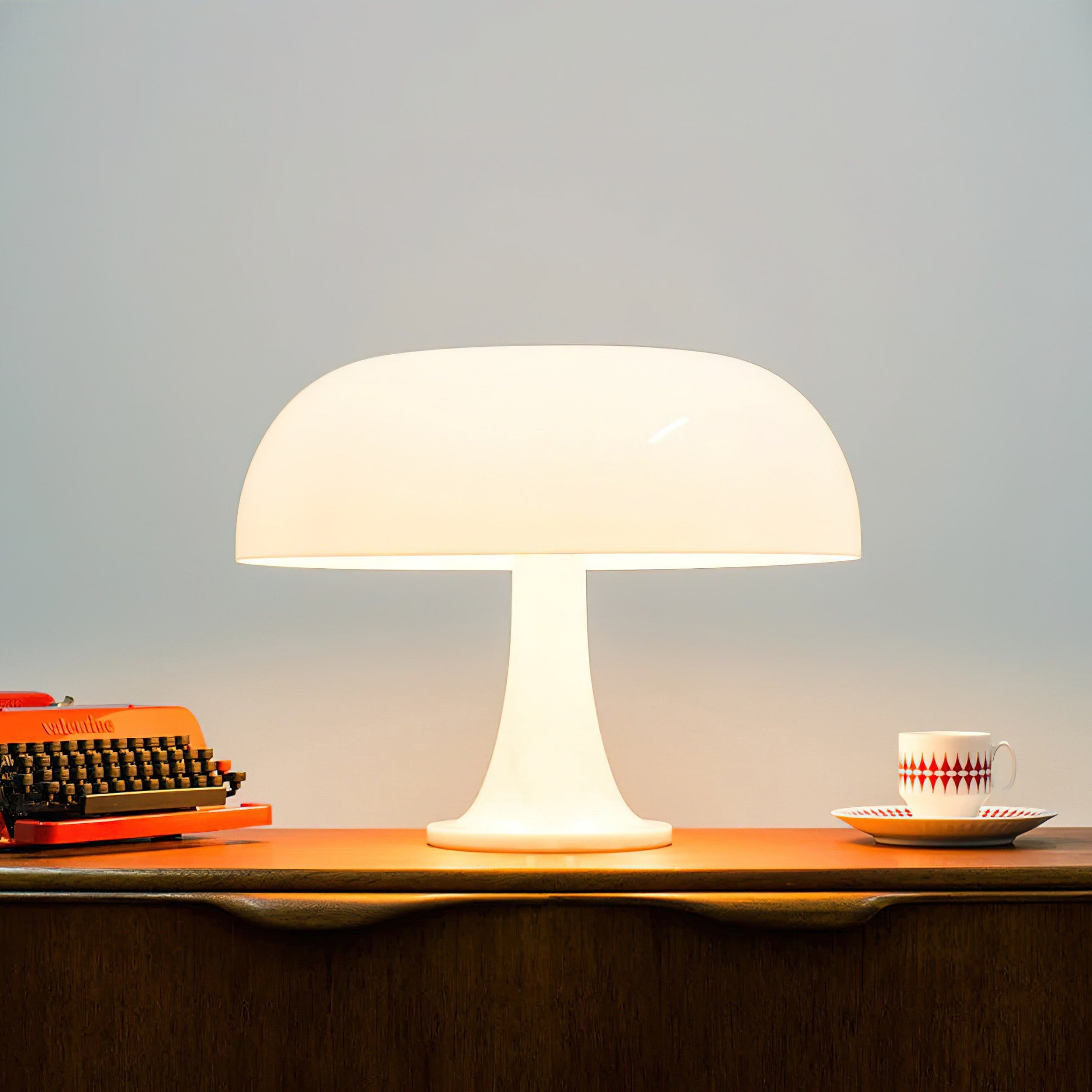 Moderne LED-bordlampe, dæmpbart svampedesign, varmt hvidt lys, 360° belysning, polykarbonat, 6W, til spisestue og boligindretning