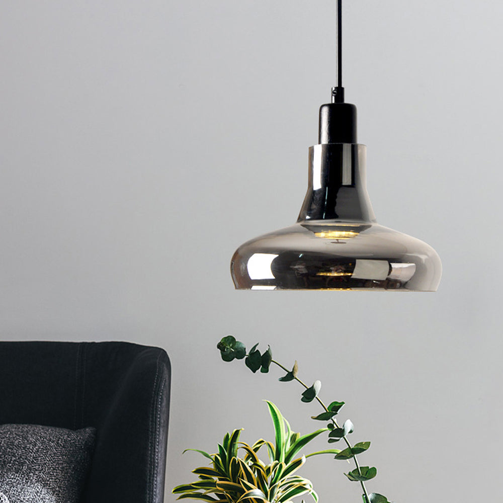 Moderne Røgfarvet Pendel - Glas og Metal, Energibesparende, Nem at Installere