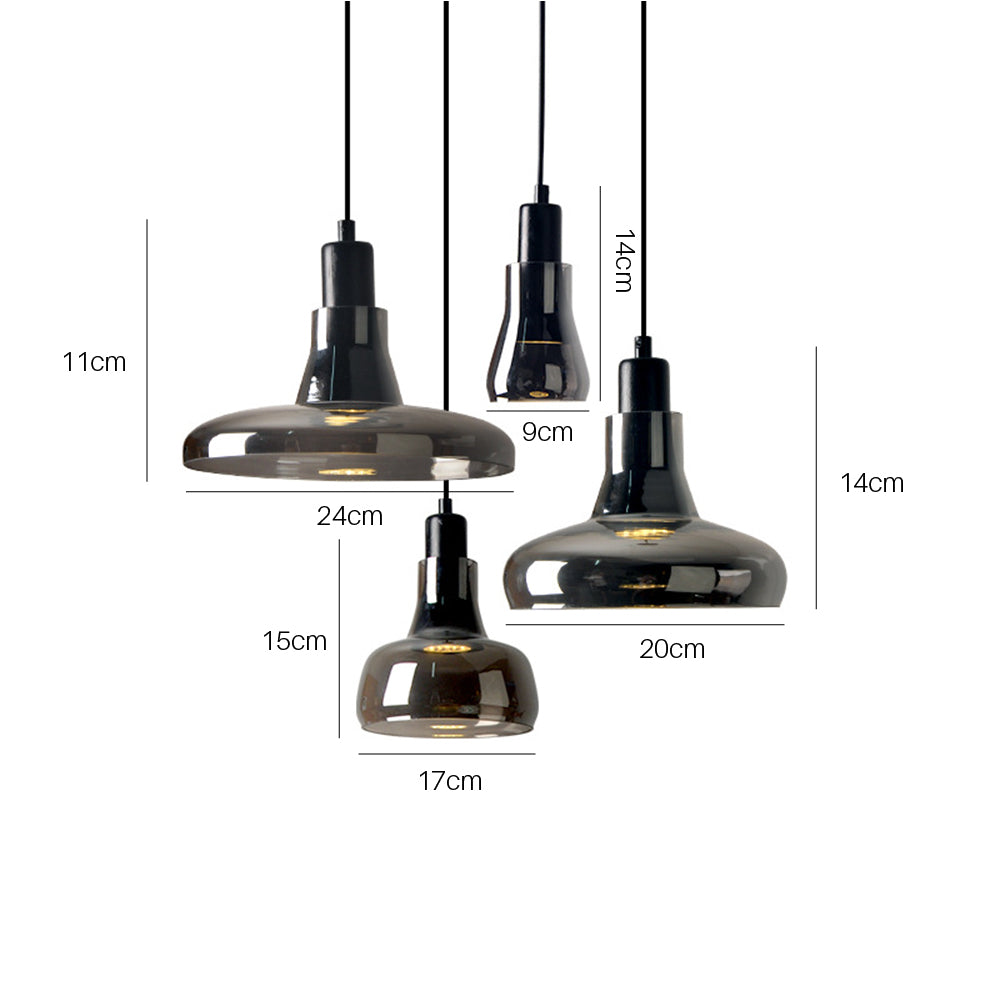 Moderne Røgfarvet Pendel - Glas og Metal, Energibesparende, Nem at Installere