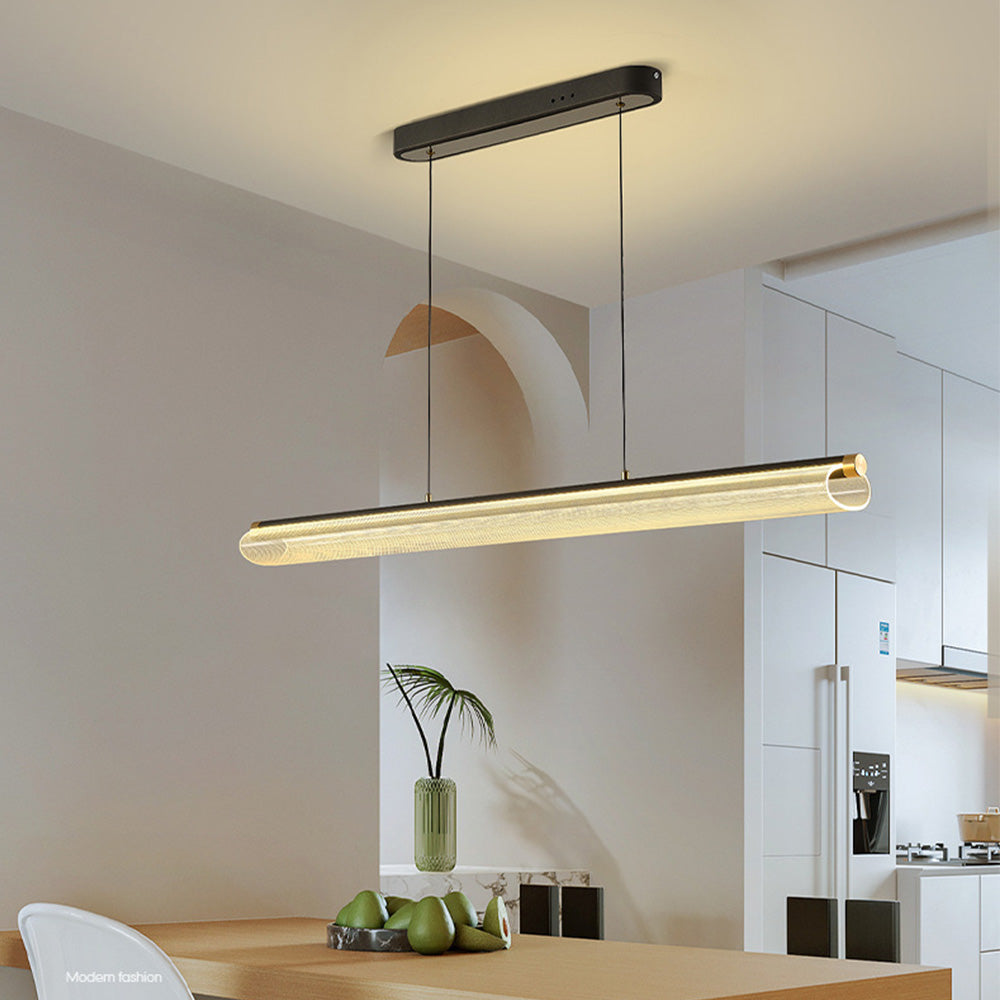 Frosted Clear LED-pendel - nordisk moderne stil, 72W, akryl & aluminium, justerbar, dæmpbar, til stue & dekoration