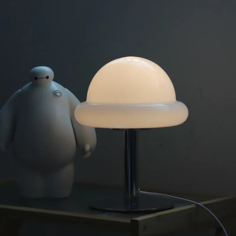 Mid Century Modern Mushroom bordlampe | LED, flerfarvet, glassten, tænd/sluk-kontakt, UL-certificeret