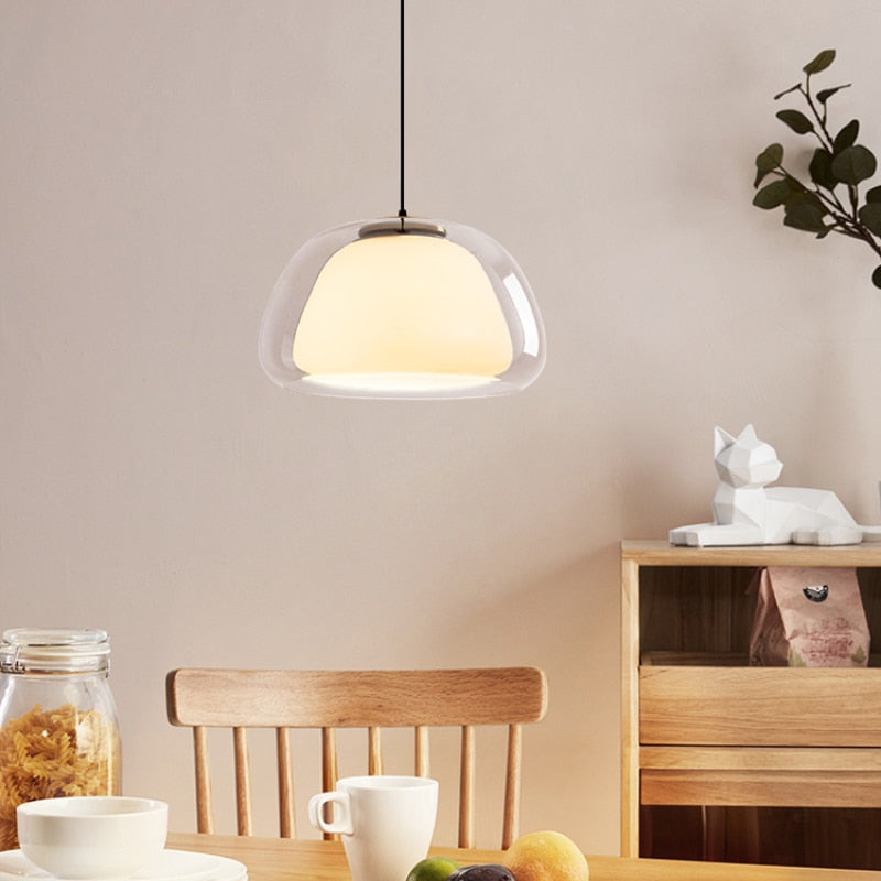 Gelé-Kugle Pendel - Glaskuppel, E27 Sokkel, Justerbar 120cm, Uden Pærer