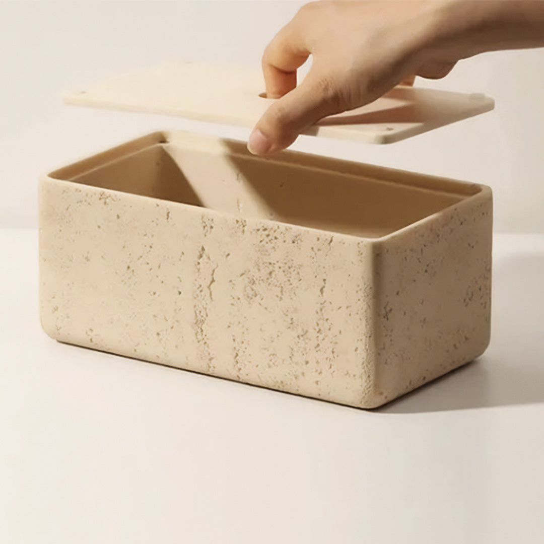 Tissue box i naturlig travertin
